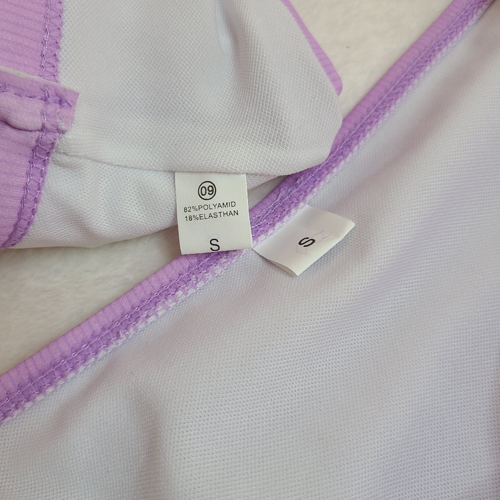 Unbranded Swim 2pc High Waisted Ruffle Bikini Set Size Sm Lilac - Picture 8 of 9